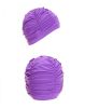 Womens Large Long Hair Swim Cap Pleated Cloth Ear Protection Adult Spa Supplies Swim Cap; Purple