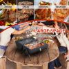 Portable Charcoal Grill with Thermometer & Wooden Handle, Compact Tabletop Barbecue Grill for Outdoor Camping BBQ Grilling Backyard Party Cooking