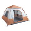 240*240*150cm Spring Quick Opening Four-Person Family Tent Camping Tent Brown