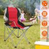 camFoldable Camping Chair Heavy Duty Steel Lawn Chair Padded Seat Arm Back Beach Chair 330LBS Max Load with Cup Holder Carry Bag