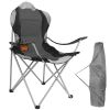 camFoldable Camping Chair Heavy Duty Steel Lawn Chair Padded Seat Arm Back Beach Chair 330LBS Max Load with Cup Holder Carry Bag