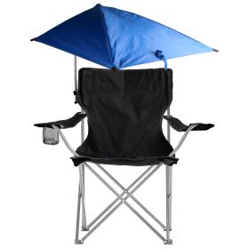 camFoldable Beach Chair with Detachable Umbrella Armrest Adjustable Canopy Stool with Cup Holder Carry Bag for Camping Lawn Chair (Color: Black)