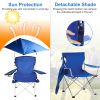 camFoldable Beach Chair with Detachable Umbrella Armrest Adjustable Canopy Stool with Cup Holder Carry Bag for Camping Lawn Chair