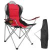 camFoldable Camping Chair Heavy Duty Steel Lawn Chair Padded Seat Arm Back Beach Chair 330LBS Max Load with Cup Holder Carry Bag