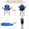 camFoldable Camping Chair Heavy Duty Steel Lawn Chair Padded Seat Arm Back Beach Chair 330LBS Max Load with Cup Holder Carry Bag