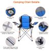 camFoldable Camping Chair Heavy Duty Steel Lawn Chair Padded Seat Arm Back Beach Chair 330LBS Max Load with Cup Holder Carry Bag