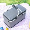 Large Picnic Basket, Insulated Foldable Cooler Bag for Camping Picnic Travel Lunch Bag