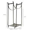 Firewood Rack with Fireplace Tools, Indoor Outdoor Firewood Holder, Flat Bottom with 2 Tiers for Fireplace, Wood Stove, Hearth or Fire Pit, Black