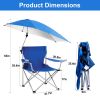 camFoldable Beach Chair with Detachable Umbrella Armrest Adjustable Canopy Stool with Cup Holder Carry Bag for Camping Lawn Chair