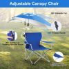 camFoldable Beach Chair with Detachable Umbrella Armrest Adjustable Canopy Stool with Cup Holder Carry Bag for Camping Lawn Chair