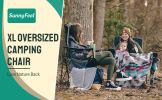 Oversized Folding Camping Chair, Heavy Duty Supports 300 LBS, Portable Chairs For Outdoor Lawn Beach Camp Picnic